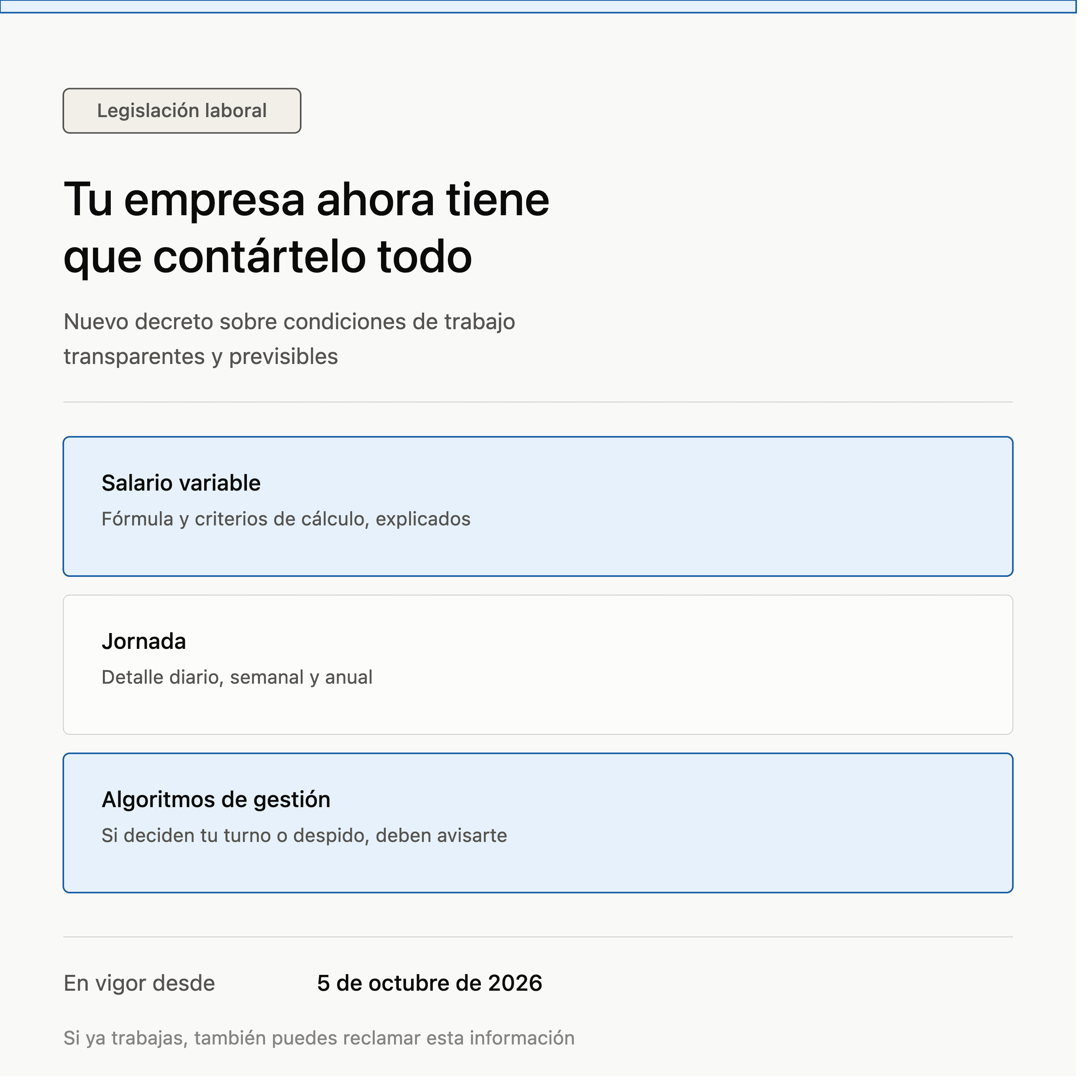 Nuevo decreto: así cambia la información que tu empresa debe darte por escrito